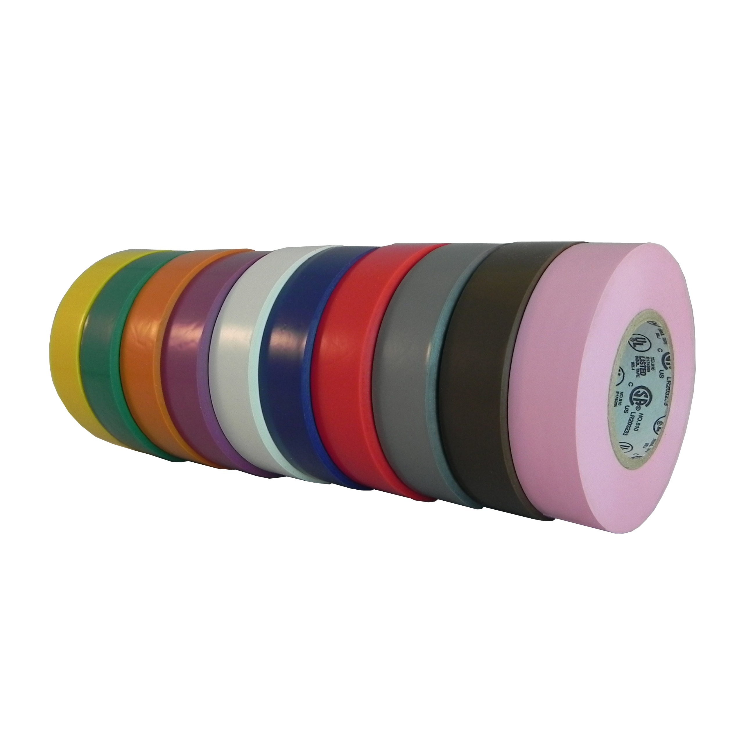 TradeGear Electrical Tape ASSORTED GLOSSY Rainbow Colors 10 Pk Waterproof ... 